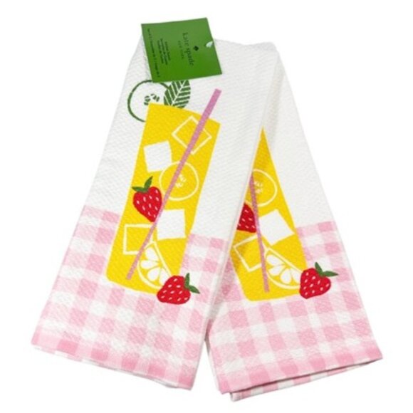 Kate Spade LEMONADE DESIGN Kitchen Towel Set of 2 NWT